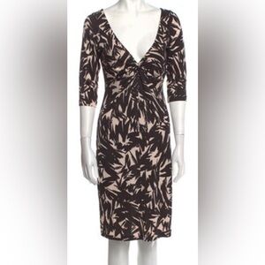 Diane von Furstenberg Leaf Printed Silk Jersey Dress
